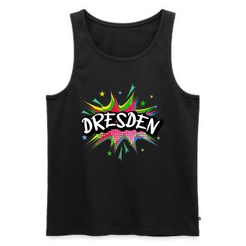 Dresden Deutschland Stadt Pop Art Comic Kunst - Männer Premium Bio Tank Top - Schwarz - Vorne - Michal (187cm)