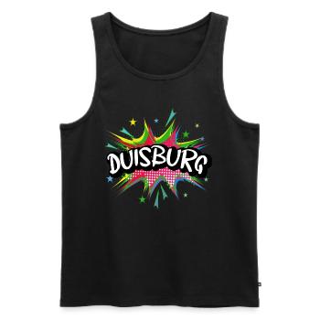 Duisburg Germany City Pop Art Comic Art - Men's Premium Organic Tank Top - black - Front - AI Model Male 178 light (178cm)