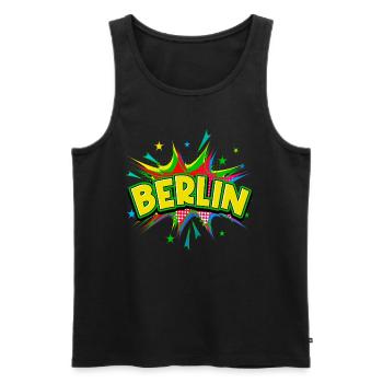 Berlin Germany City Pop Art Comic Art - Men's Premium Organic Tank Top - black - Front - AI Model Male 178 light (178cm)