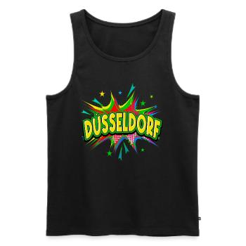 Dusseldorf Germany City Pop Art Comic Art - Men's Premium Organic Tank Top - black - Front - AI Model Male 178 light (178cm)