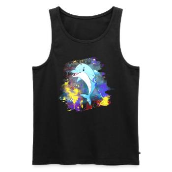Dolphin Splash Grunge Colorful Animal Fish Water Sea - Men's Premium Organic Tank Top - black - Front - Michal (187cm)