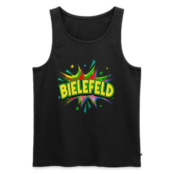 Bielefeld Germany City Pop Art Comic Art - Men's Premium Organic Tank Top - black - Front - AI Model Male 178 light (178cm)