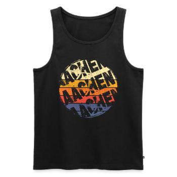 Aachen Germany City Vintage Retro Skyline - Men's Premium Organic Tank Top - black - Front - AI Model Male 178 light (178cm)