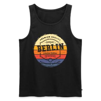 Berlin Germany City Vintage Retro Skyline - Men's Premium Organic Tank Top - black - Front - Michal (187cm)