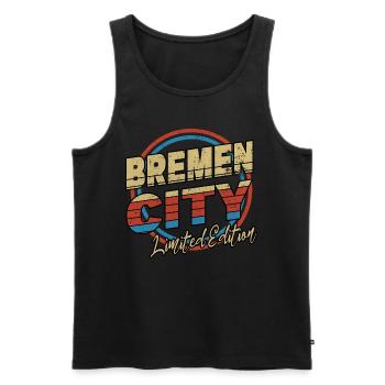 Bremen Germany City Font 80s Style - Men's Premium Organic Tank Top - black - Front - AI Model Male 178 light (178cm)