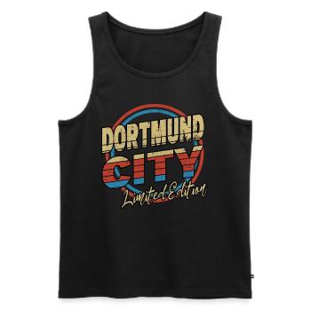 Dortmund Allemagne City Police 80s Style - Débardeur bio Premium Homme - noir - Devant - AI Model Male 178 light (178cm)