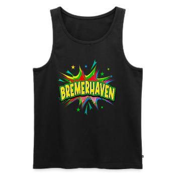 Bremerhaven Germany City Pop Art Comic Art - Men's Premium Organic Tank Top - black - Front - AI Model Male 178 light (178cm)