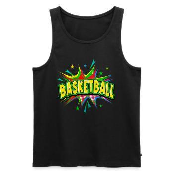Basketball Pop Art Comic Kunst Basketballer - Männer Premium Bio Tank Top - Schwarz - Vorne - Michal (187cm)