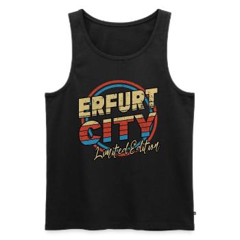 Erfurt Germany City Font 80s Style - Men's Premium Organic Tank Top - black - Front - AI Model Male 178 light (178cm)