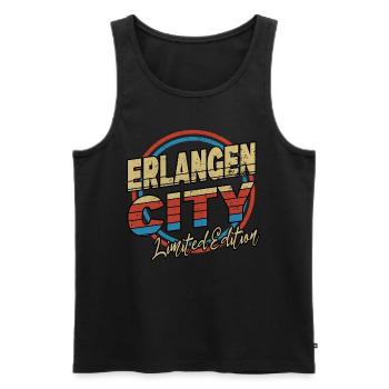 Erlangen Germany City Font 80s Style - Men's Premium Organic Tank Top - black - Front - AI Model Male 178 light (178cm)