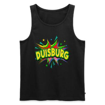 Duisburg Germany City Pop Art Comic Art - Men's Premium Organic Tank Top - black - Front - AI Model Male 178 light (178cm)