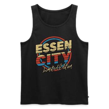 Essen Germany City Font 80s Style - Men's Premium Organic Tank Top - black - Front - AI Model Male 178 light (178cm)