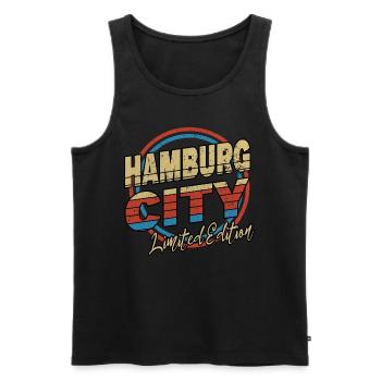 Hamburg Germany City Font 80s Style - Men's Premium Organic Tank Top - black - Front - AI Model Male 178 light (178cm)