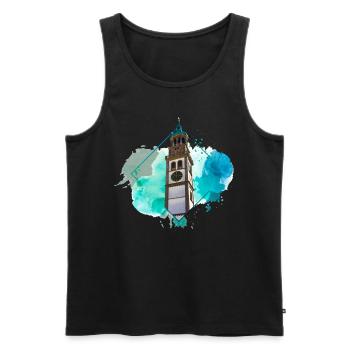 Augsburg Deutschland Stadt Skyline Splash Bunt - Männer Premium Bio Tank Top - Schwarz - Vorne - Michal (187cm)