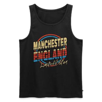 Manchester England UK Stadt Schrift 80er Stil - Männer Premium Bio Tank Top - Schwarz - Vorne - Michal (187cm)
