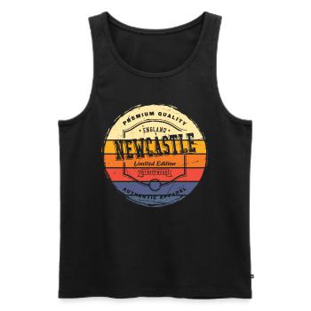 Newcastle England UK City Vintage Retro Skyline - Men's Premium Organic Tank Top - black - Front - AI Model Male 178 light (178cm)