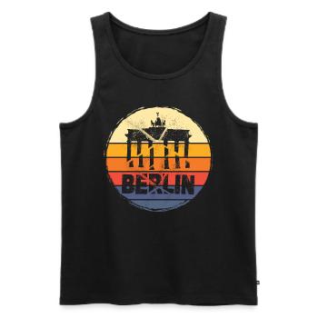 Berlin Germany City Skyline Vintage Retro - Men's Premium Organic Tank Top - black - Front - AI Model Male 178 light (178cm)