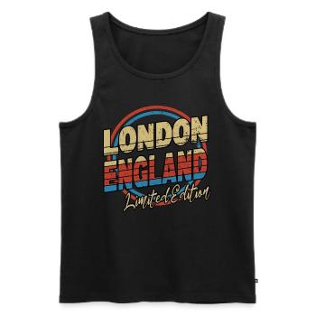 London England UK Stadt Schrift 80er Stil - Männer Premium Bio Tank Top - Schwarz - Vorne - Michal (187cm)