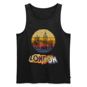 Londres Angleterre Royaume-Uni City Vintage Retro Skyline - Débardeur bio Premium Homme - noir - Devant - Michal (187cm)