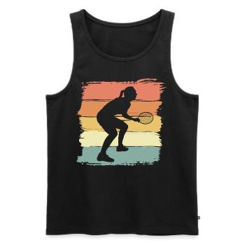 Badminton Frauen Retro Vintage Badminton Geschenk - Männer Premium Bio Tank Top - Schwarz - Vorne - Michal (187cm)