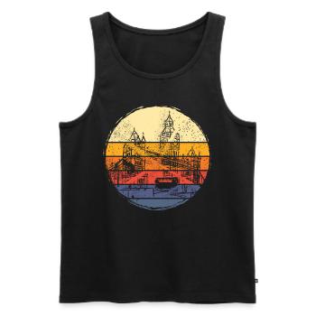 Londres Angleterre Royaume-Uni City Vintage Retro Skyline - Débardeur bio Premium Homme - noir - Devant - Michal (187cm)