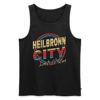Heilbronn Germany City Font 80s style - Men's Premium Organic Tank Top - black - Front - AI Model Male 178 light (178cm)