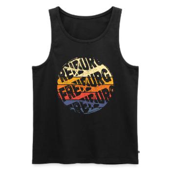 Freiburg Germany City Vintage Retro Skyline - Men's Premium Organic Tank Top - black - Front - AI Model Male 178 light (178cm)
