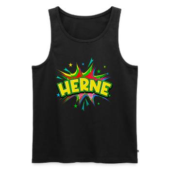 Herne, Allemagne, ville, Pop Art, Bande dessinée - Débardeur bio Premium Homme - noir - Devant - AI Model Male 178 light (178cm)