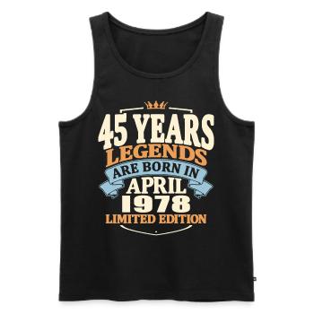 45 years old - Born in april 1978 - Men's Premium Organic Tank Top - black - Front - AI Model Male 178 light (178cm)