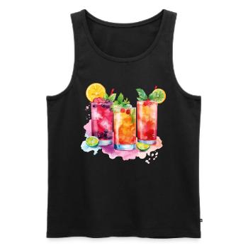 Cocktail Summer Beach Bar Club Party Drink - Men's Premium Organic Tank Top - black - Front - AI Model Male 178 light (178cm)
