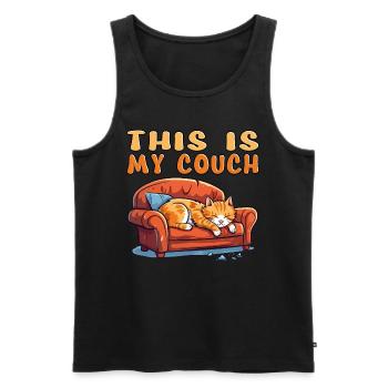 Cat Couch Sofa Funny Humor Typical Cartoon - Men's Premium Organic Tank Top - black - Front - AI Model Male 178 light (178cm)