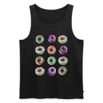 Donuts zwölf bunte bunt - Männer Premium Bio Tank Top - Schwarz - Vorne - Michal (187cm)