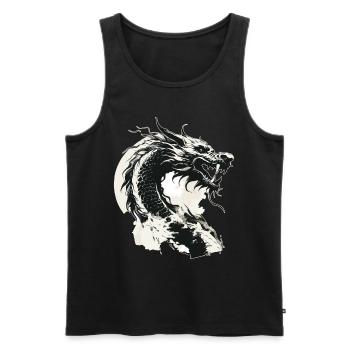 Dragon Fantasy Magic Mysticism Creature Animal Vintage - Men's Premium Organic Tank Top - black - Front - AI Model Male 178 light (178cm)