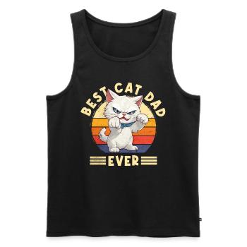 Cat Best Cat Dad Ever Cat Daddy Drôle de dicton - Débardeur bio Premium Homme - noir - Devant - AI Model Male 178 light (178cm)