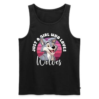 Wolf Just A Girl Who Loves Wolves Wolfskopf - Men's Premium Organic Tank Top - black - Front - AI Model Male 178 light (178cm)