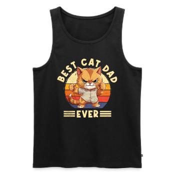 Chat Meilleur Chat Papa Jamais Chat Papa Drôle Dicton - Débardeur bio Premium Homme - noir - Devant - Michal (187cm)