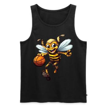 Lachende Basketball Biene - Männer Premium Bio Tank Top - Schwarz - Vorne - Michal (187cm)