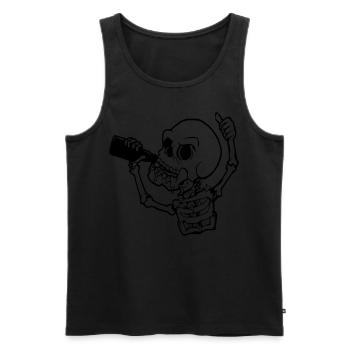 Halloween Skeleton with Beer - Men's Premium Organic Tank Top - black - Front - Michal (187cm)