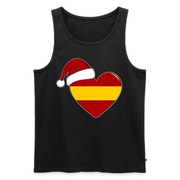 Drapeau Espagne coeur de Noël - Débardeur bio Premium Homme - noir - Devant - AI Model Male 178 light (178cm)