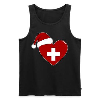 Coeur de Noël drapeau suisse - Débardeur bio Premium Homme - noir - Devant - AI Model Male 178 light (178cm)