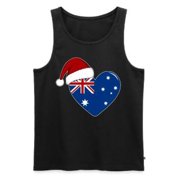 Drapeau Australie coeur de Noël - Débardeur bio Premium Homme - noir - Devant - AI Model Male 178 light (178cm)