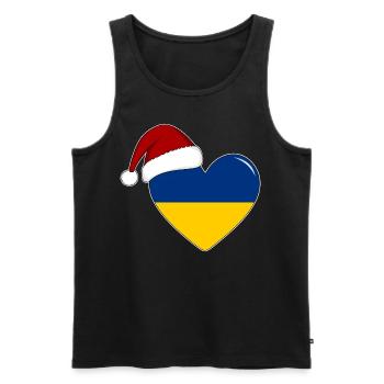 Coeur de Noël drapeau de l’Ukraine - Débardeur bio Premium Homme - noir - Devant - AI Model Male 178 light (178cm)
