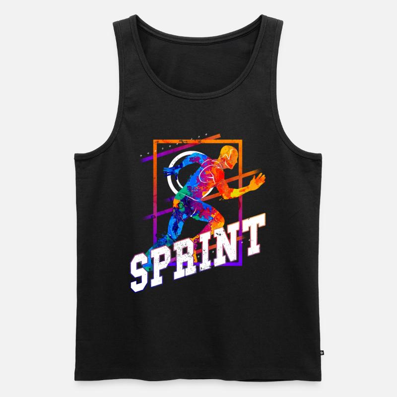 Sprint, Sprinter, Sprint, Lekkoatletyka, Bieganie - Ekologiczny tank top męski Premium - czarny