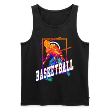 basket-ball basketteur joueur de basket-ball Vintage coloré - Débardeur bio Premium Homme - noir - Devant - Michal (187cm)