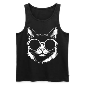 Drôle de chat avec des lunettes de soleil Chaton Sunglas Cats - Débardeur bio Premium Homme - noir - Devant - Michal (187cm)