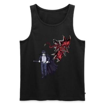 Dragon Swordsman Fantasy Medieval Fairy Tale - Men's Premium Organic Tank Top - black - Front - Michal (187cm)