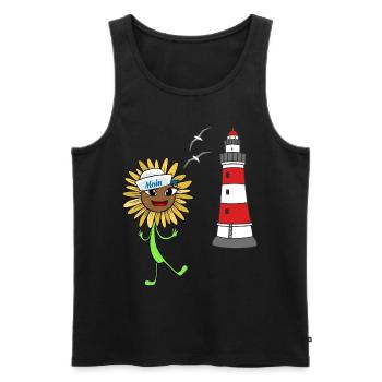 Sailor Sunflower Lighthouse Maritime Moin - Débardeur bio Premium Homme - noir - Devant - AI Model Male 178 light (178cm)