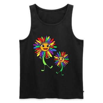 Hippie Regenbogen Sonnenblumen LGBT Gay Pride - Männer Premium Bio Tank Top - Schwarz - Vorne - Michal (187cm)