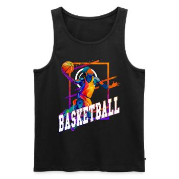Basket-ball basketteur basketteur Fan Vintage Rétro - Débardeur bio Premium Homme - noir - Devant - Michal (187cm)