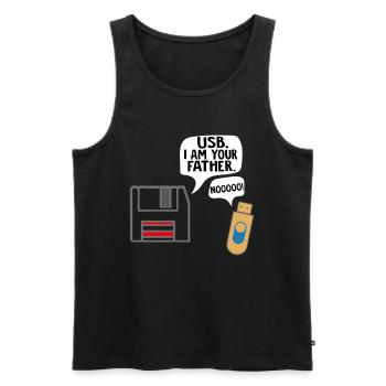 Les programmeurs Nerd USB Je suis ton père - Débardeur bio Premium Homme - noir - Devant - Michal (187cm)